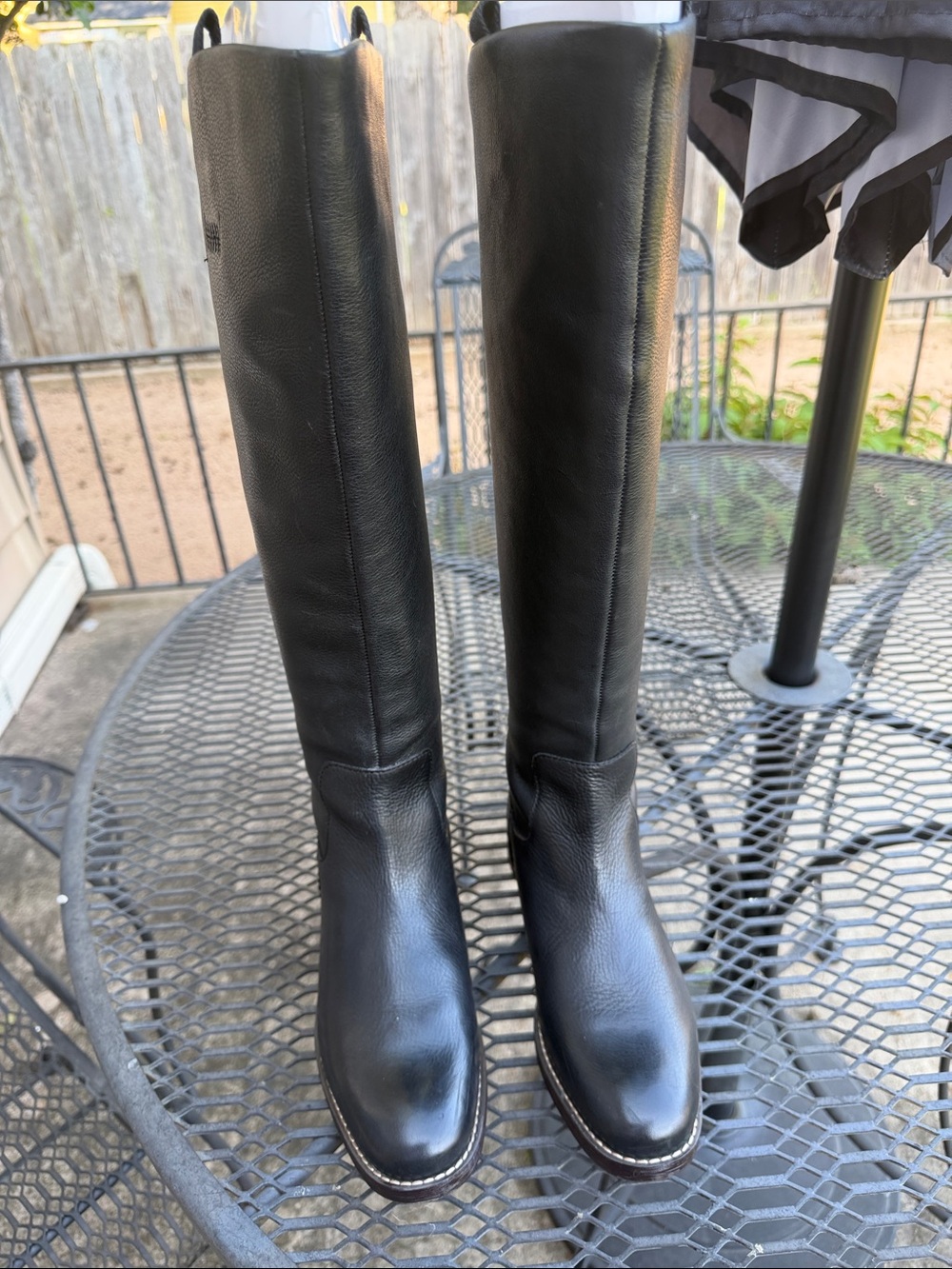 Franco Sarto Black Tall Leather Heeled Riding Boots